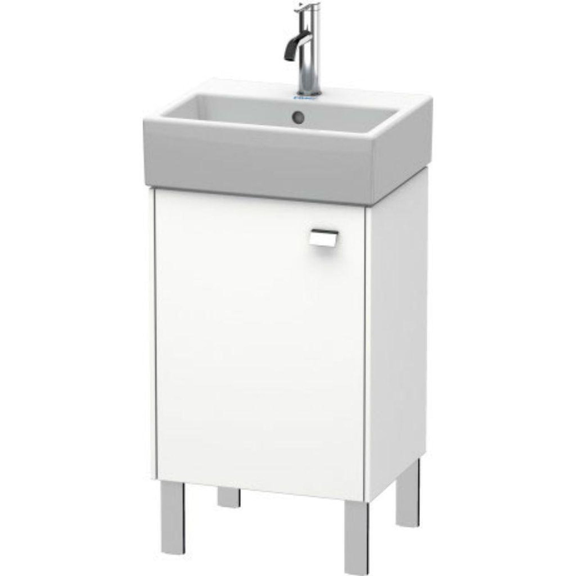 Duravit Brioso 17" x 22" x 13" Floor Standing Vanity Unit With Left Hinge One Door Cabinet in White Matt and Chrome Handle