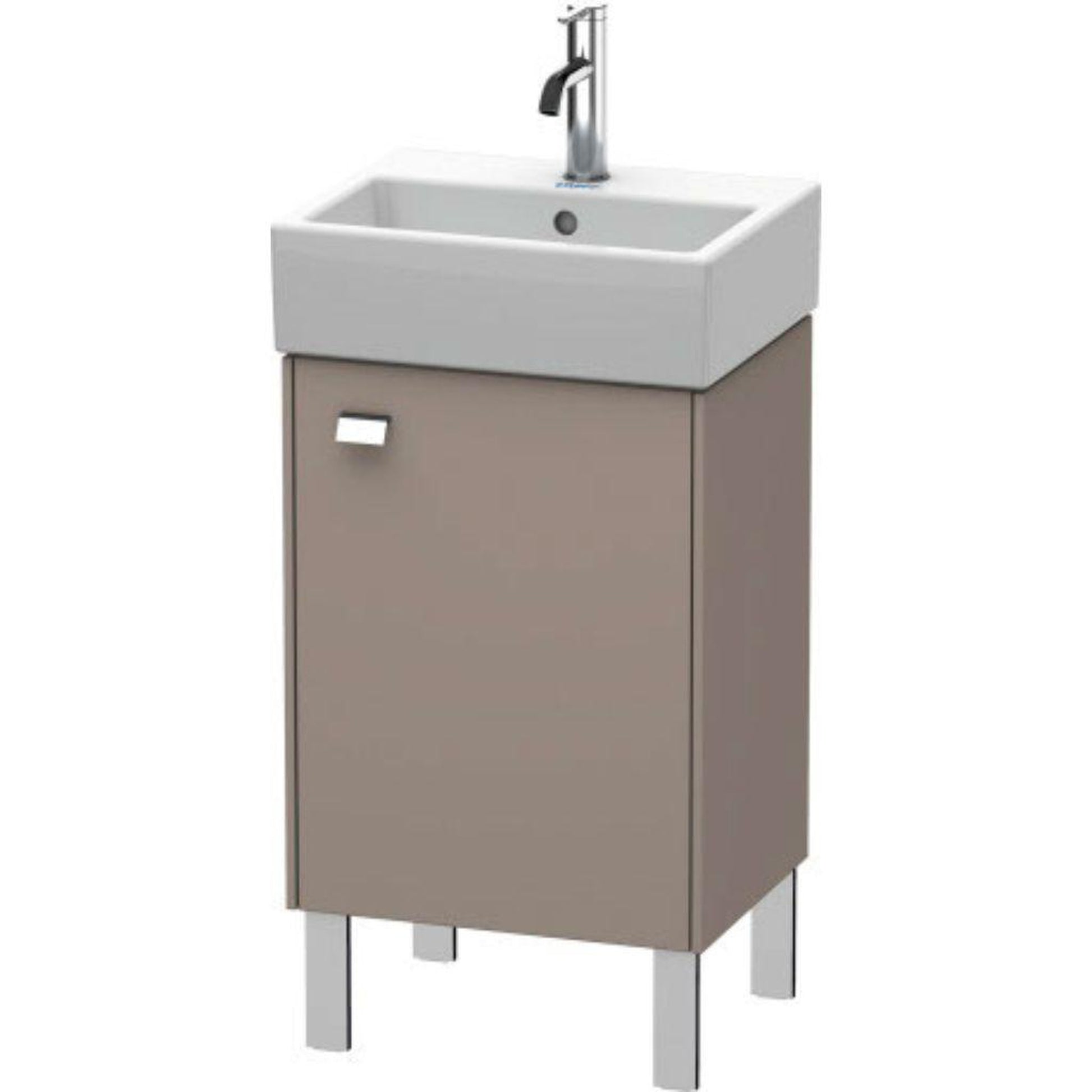 Duravit Brioso 17" x 22" x 13" Floor Standing Vanity Unit With Right Hinge One Door Cabinet in Basalt Matt and Chrome Handle