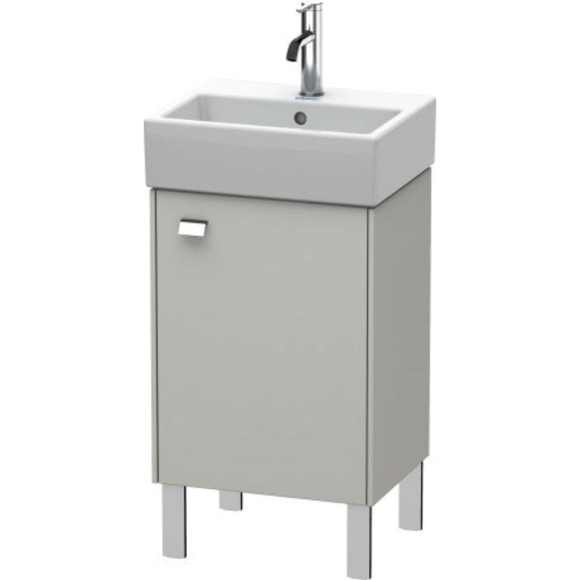 Duravit Brioso 17" x 22" x 13" Floor Standing Vanity Unit With Right Hinge One Door Cabinet in Concrete Grey Matt and Chrome Handle