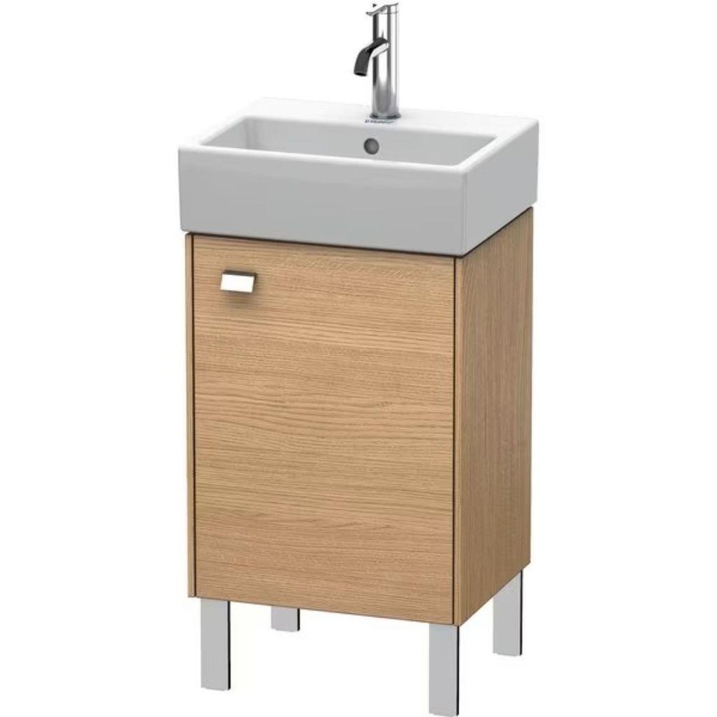 Duravit Brioso 17" x 22" x 13" Floor Standing Vanity Unit With Right Hinge One Door Cabinet in European Oak and Chrome Handle
