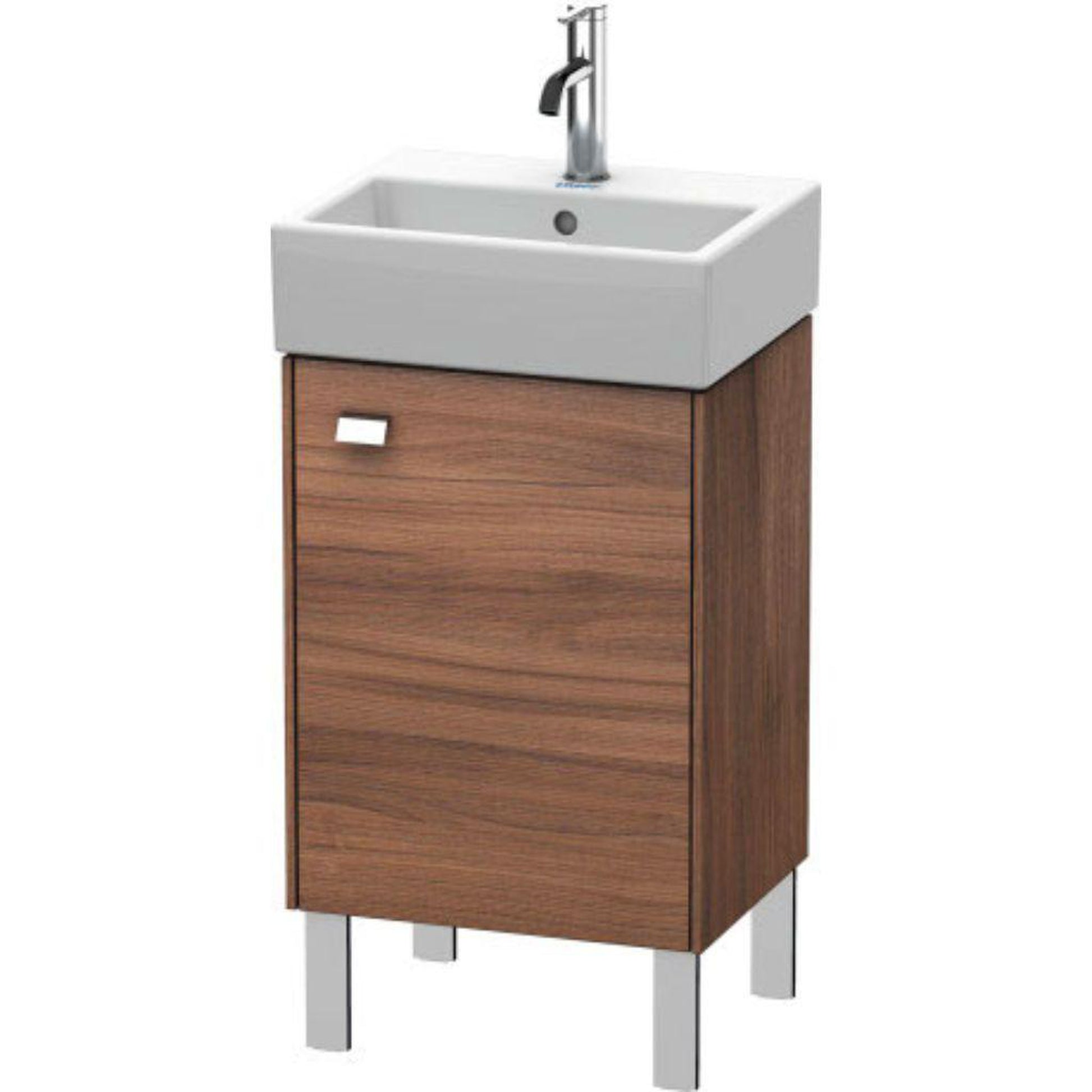 Duravit Brioso 17" x 22" x 13" Floor Standing Vanity Unit With Right Hinge One Door Cabinet in Natural Walnut and Chrome Handle