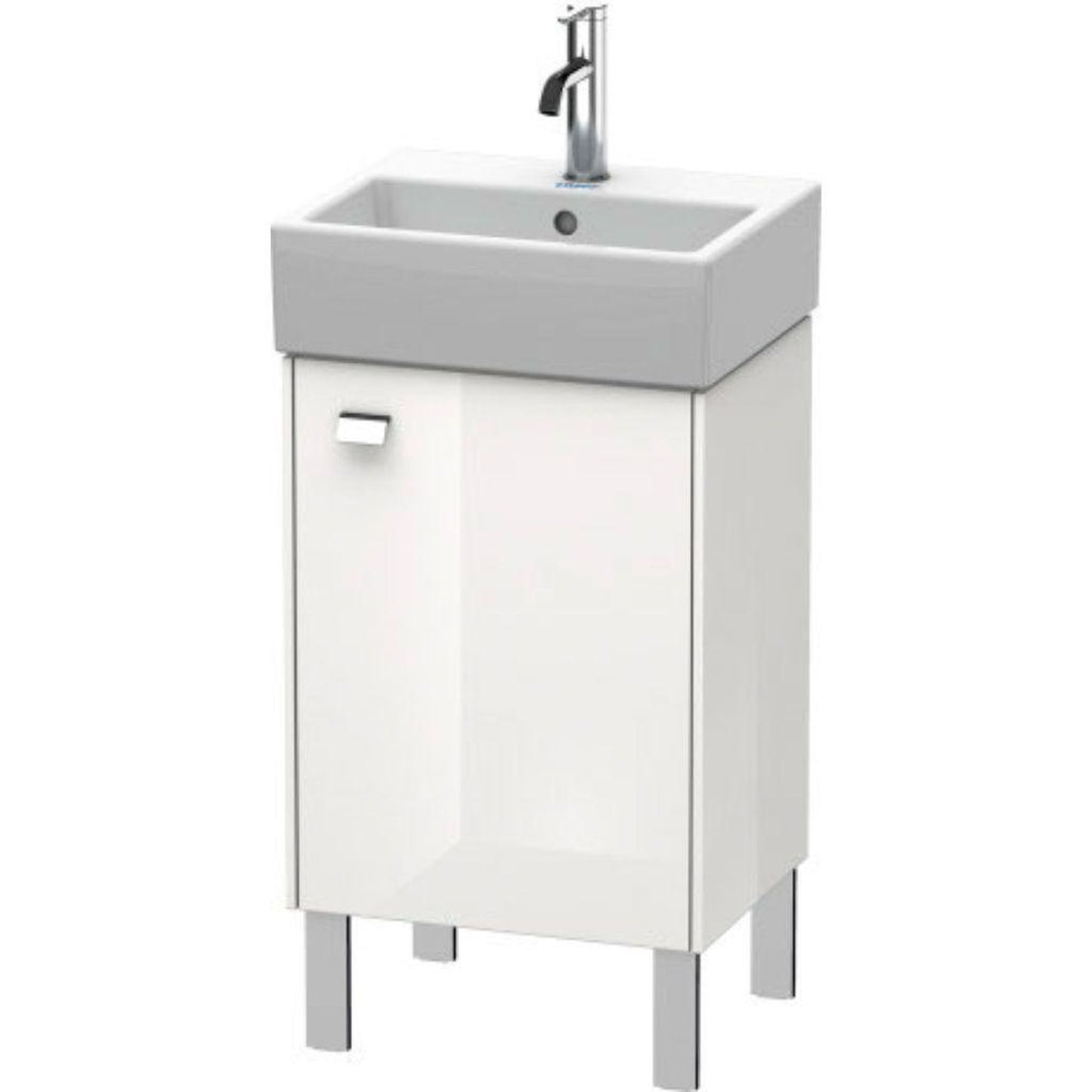 Duravit Brioso 17" x 22" x 13" Floor Standing Vanity Unit With Right Hinge One Door Cabinet in White High Gloss and Chrome Handle