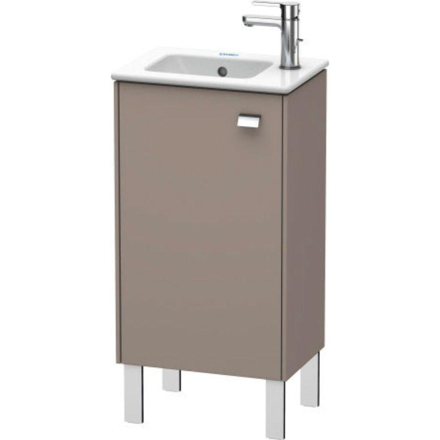 Duravit Brioso 17" x 27" x 11" Floor Standing Vanity Unit With Left Hinge One Door Cabinet in Basalt Matt and Chrome Handle