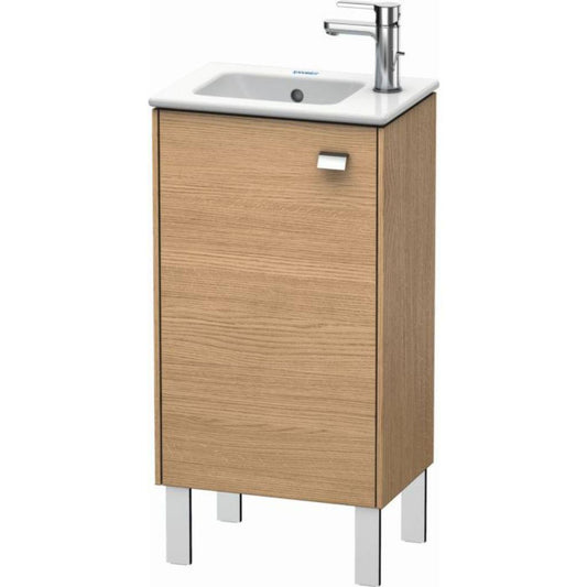 Duravit Brioso 17" x 27" x 11" Floor Standing Vanity Unit With Left Hinge One Door Cabinet in European Oak and Chrome Handle