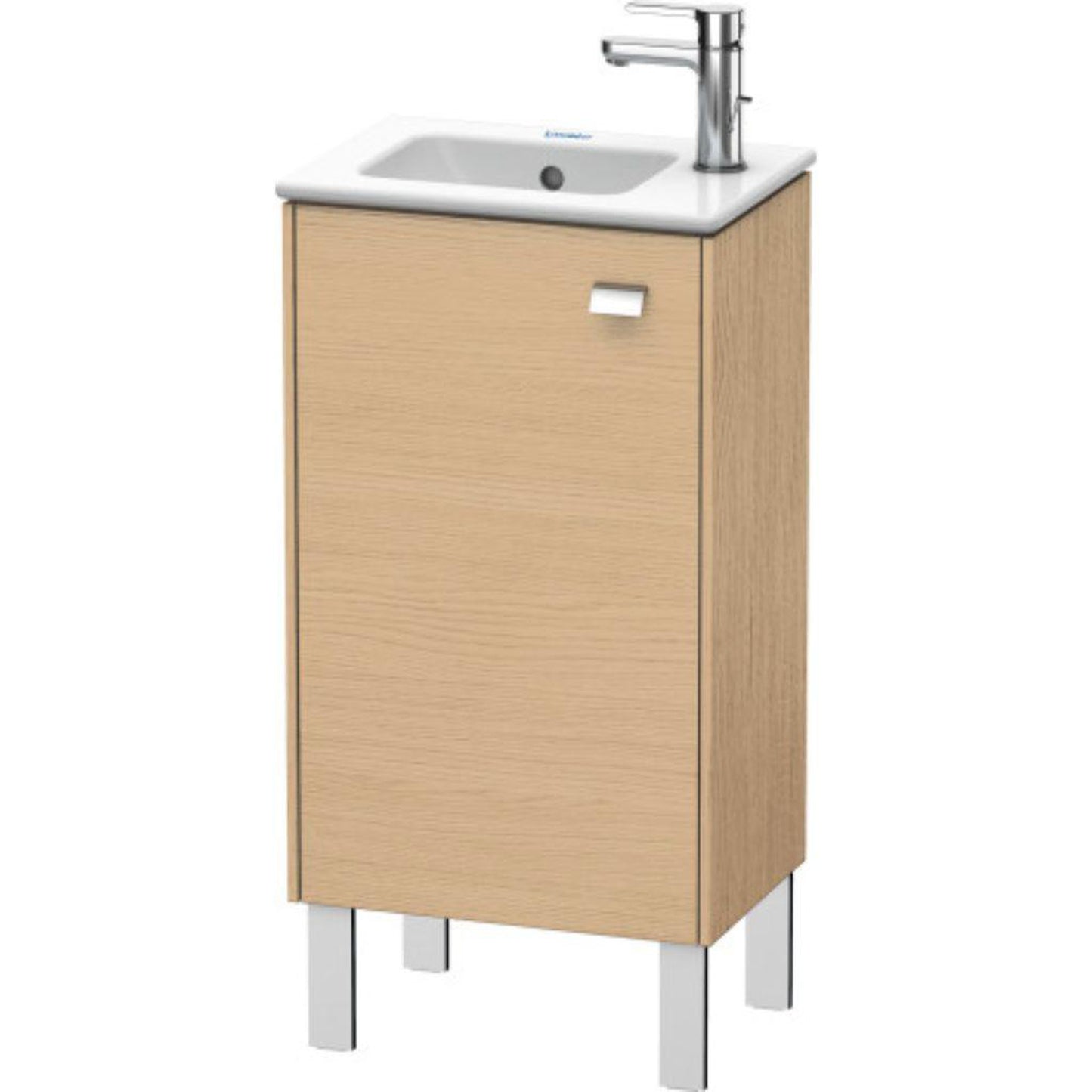 Duravit Brioso 17" x 27" x 11" Floor Standing Vanity Unit With Left Hinge One Door Cabinet in Natural Oak and Chrome Handle