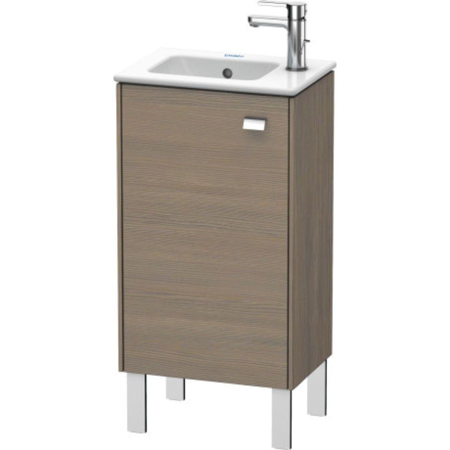 Duravit Brioso 17" x 27" x 11" Floor Standing Vanity Unit With Left Hinge One Door Cabinet in Oak Terra and Chrome Handle