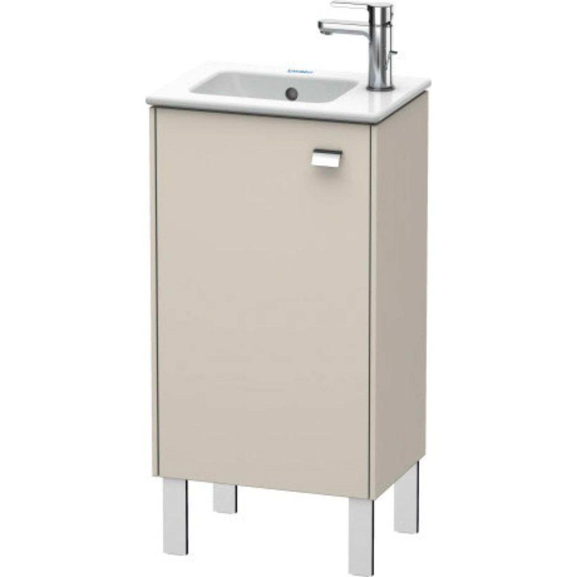 Duravit Brioso 17" x 27" x 11" Floor Standing Vanity Unit With Left Hinge One Door Cabinet in Taupe and Chrome Handle