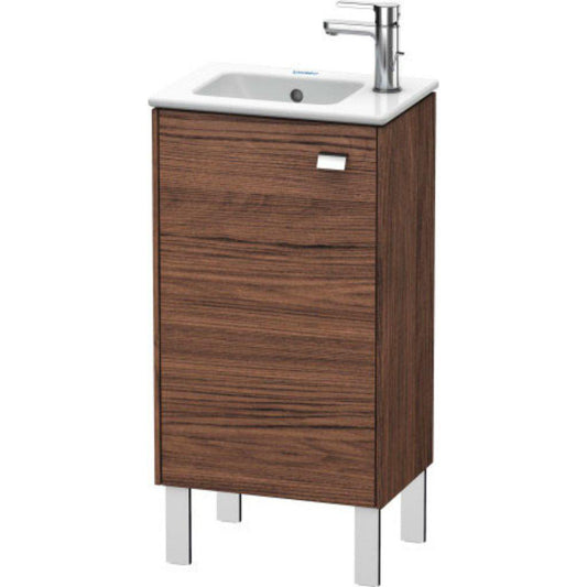 Duravit Brioso 17" x 27" x 11" Floor Standing Vanity Unit With Left Hinge One Door Cabinet in Walnut Dark and Chrome Handle