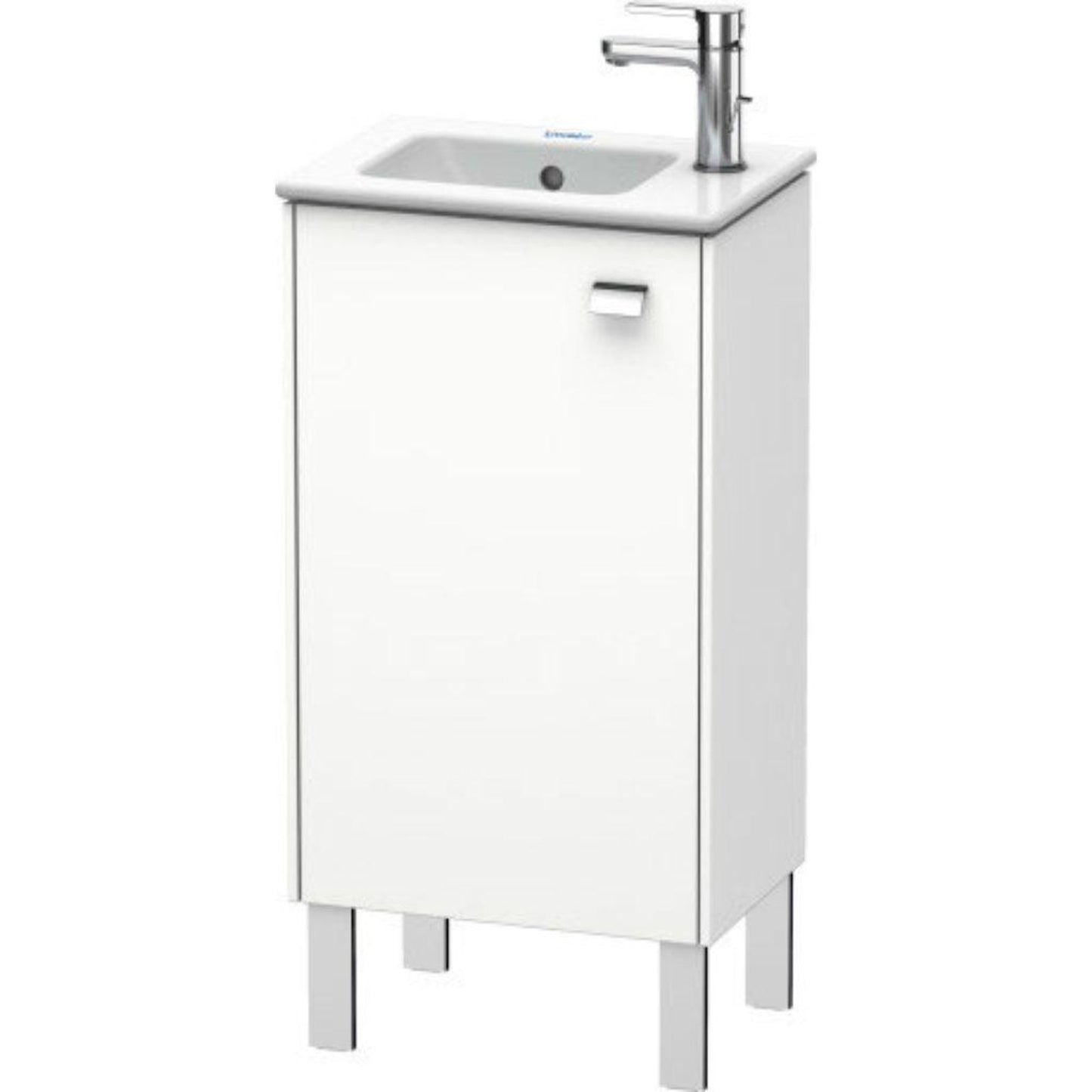 Duravit Brioso 17" x 27" x 11" Floor Standing Vanity Unit With Left Hinge One Door Cabinet in White Matt and Chrome Handle