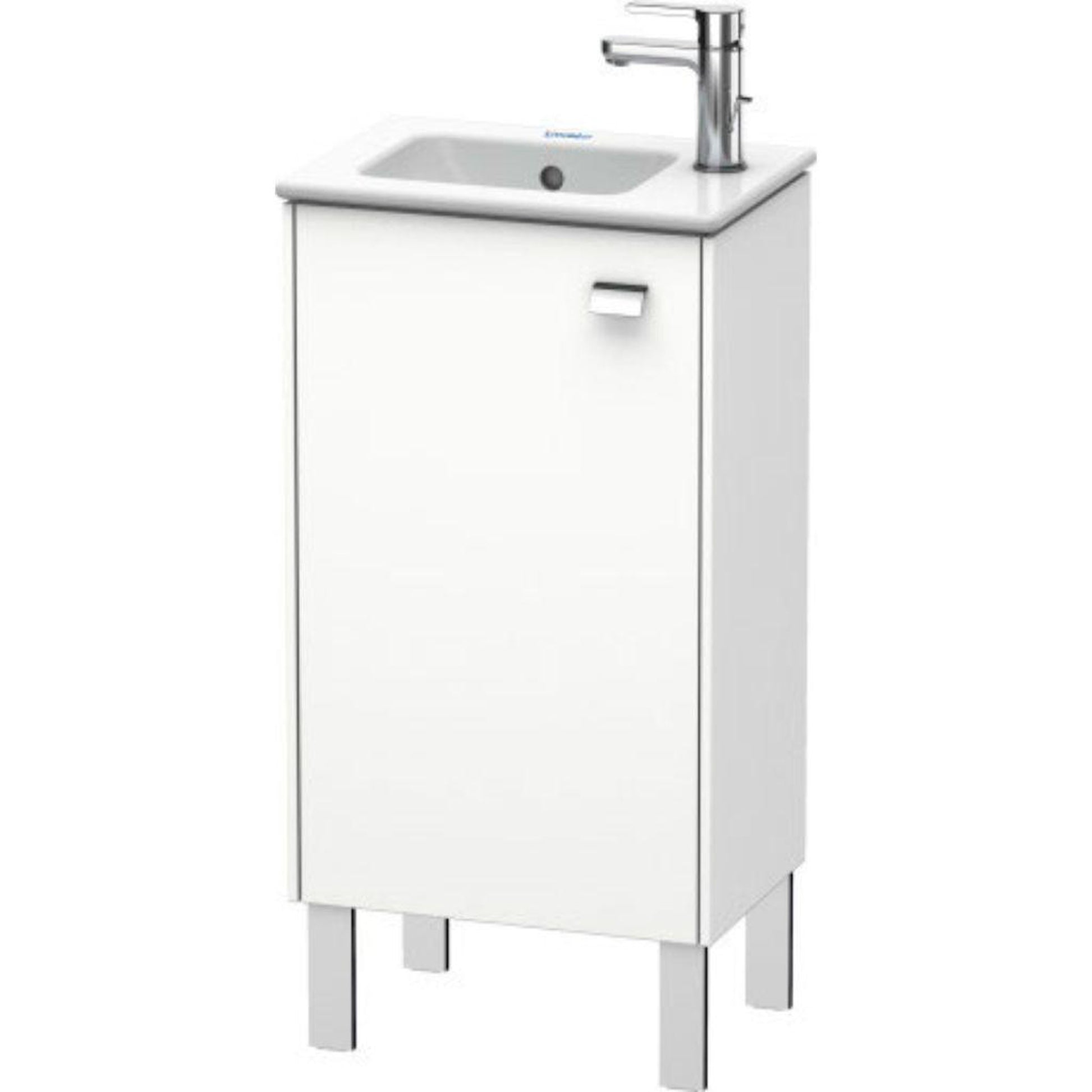 Duravit Brioso 17" x 27" x 11" Floor Standing Vanity Unit With Left Hinge One Door Cabinet in White Matt and Chrome Handle