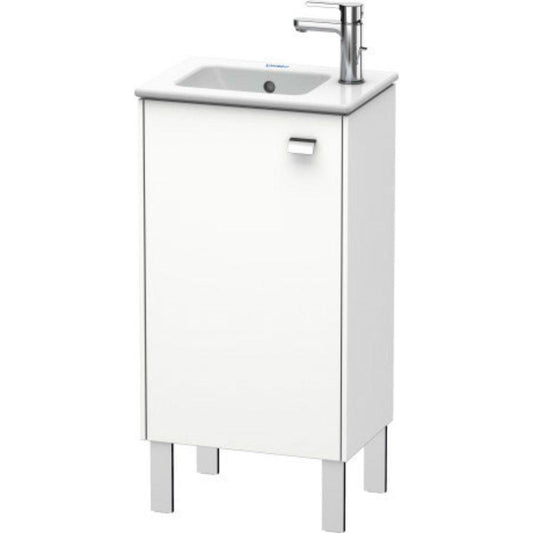 Duravit Brioso 17" x 27" x 11" Floor Standing Vanity Unit With Left Hinge One Door Cabinet in White Matt and Chrome Handle