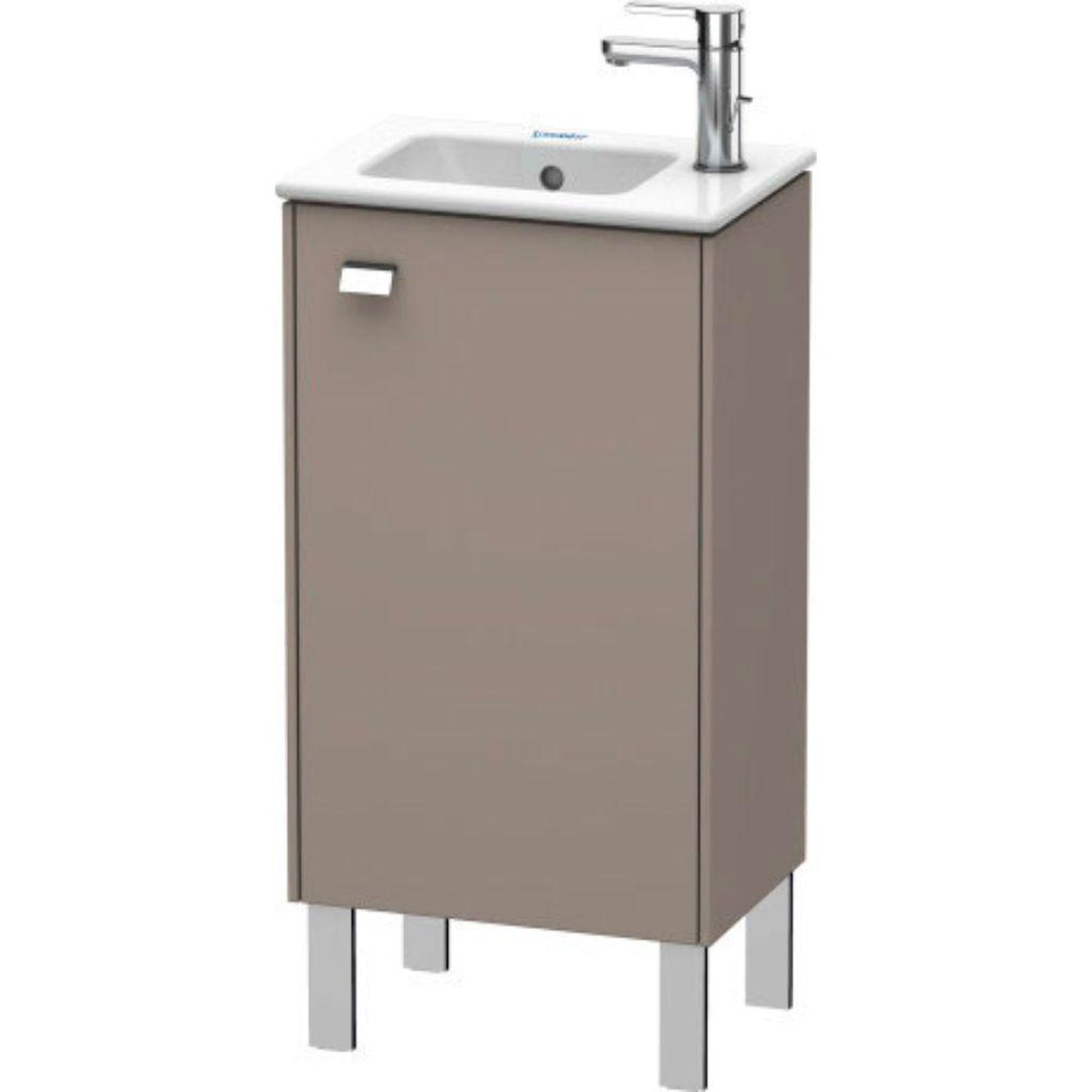 Duravit Brioso 17" x 27" x 11" Floor Standing Vanity Unit With Right Hinge One Door Cabinet in Basalt Matt and Chrome Handle