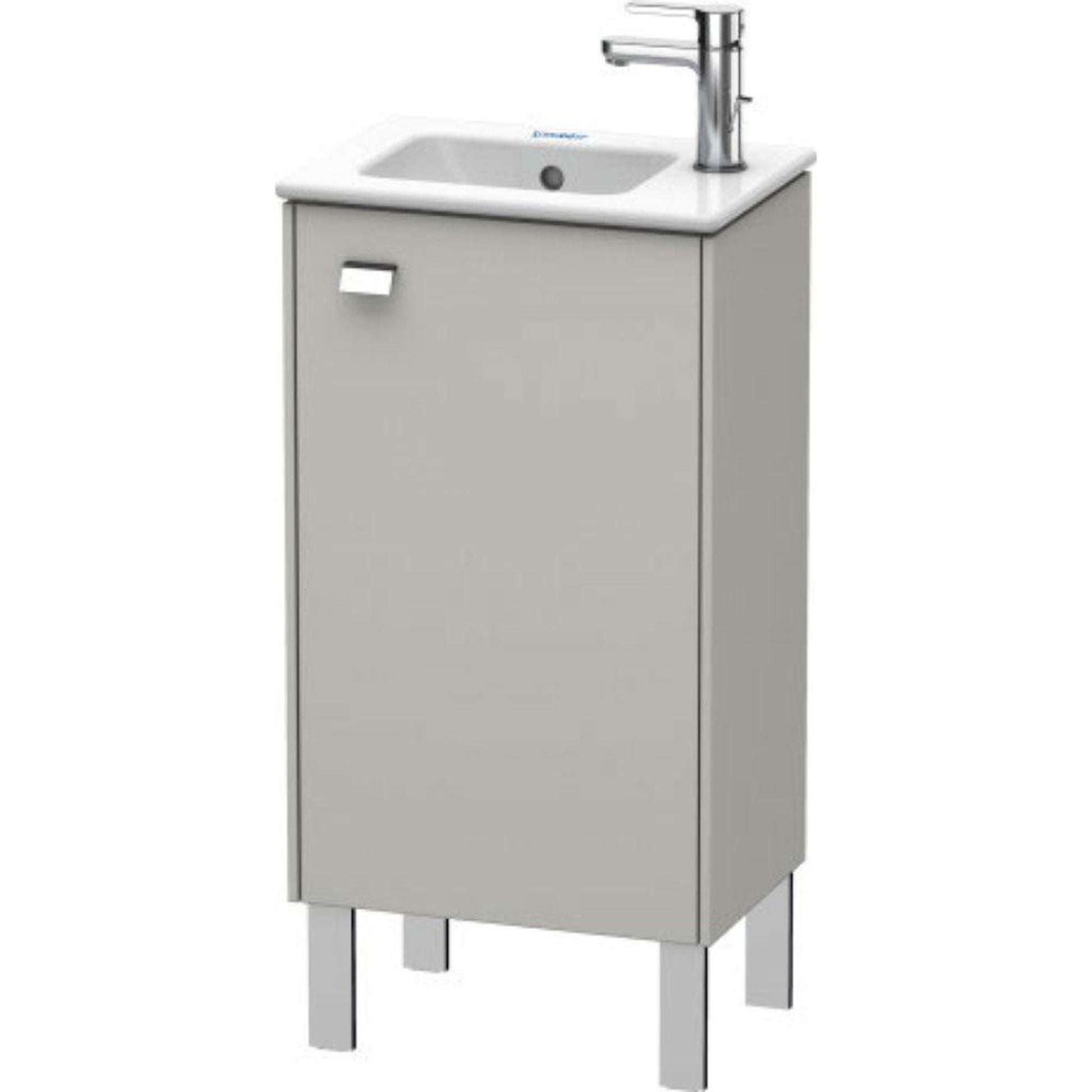 Duravit Brioso 17" x 27" x 11" Floor Standing Vanity Unit With Right Hinge One Door Cabinet in Concrete Grey Matt and Chrome Handle