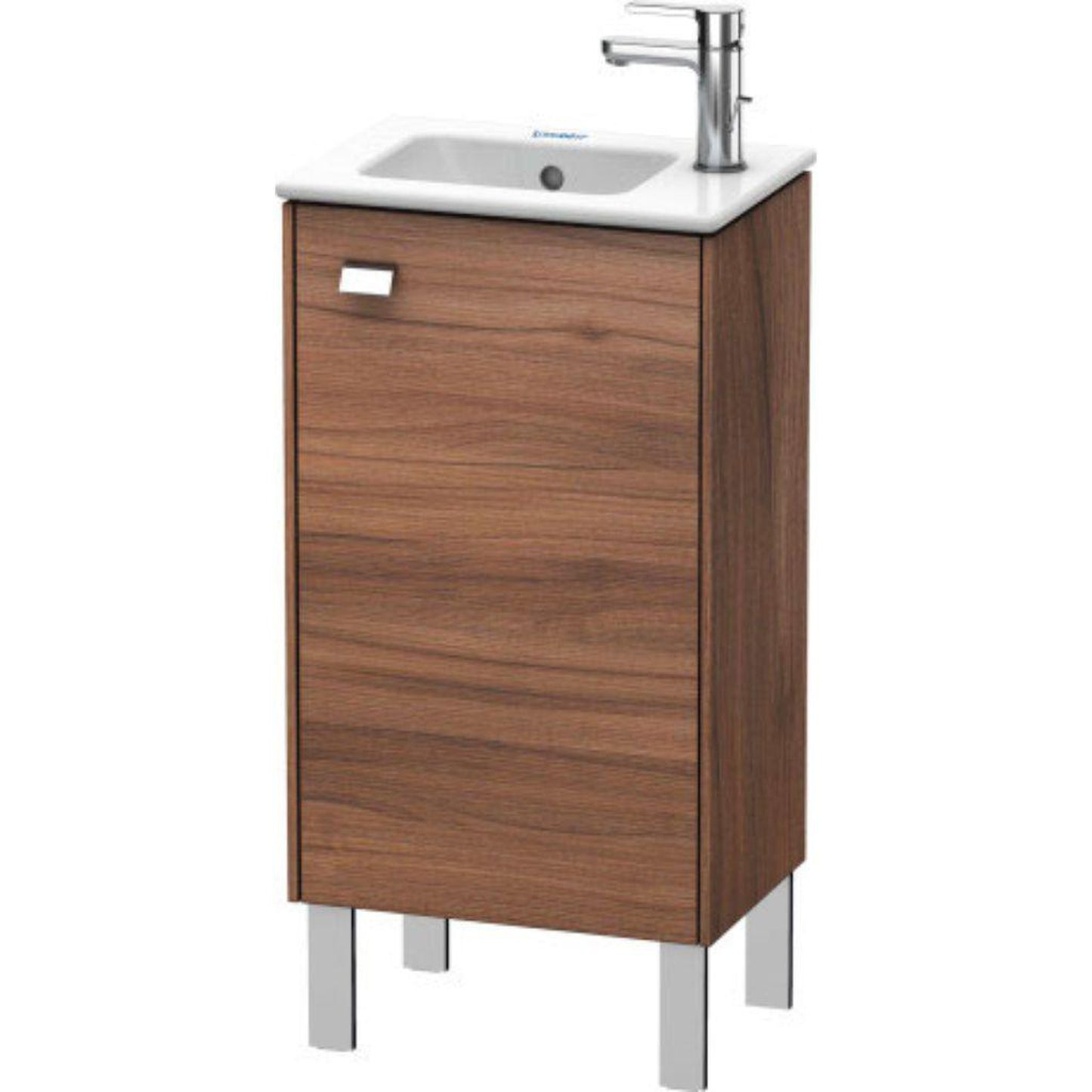 Duravit Brioso 17" x 27" x 11" Floor Standing Vanity Unit With Right Hinge One Door Cabinet in Natural Walnut and Chrome Handle