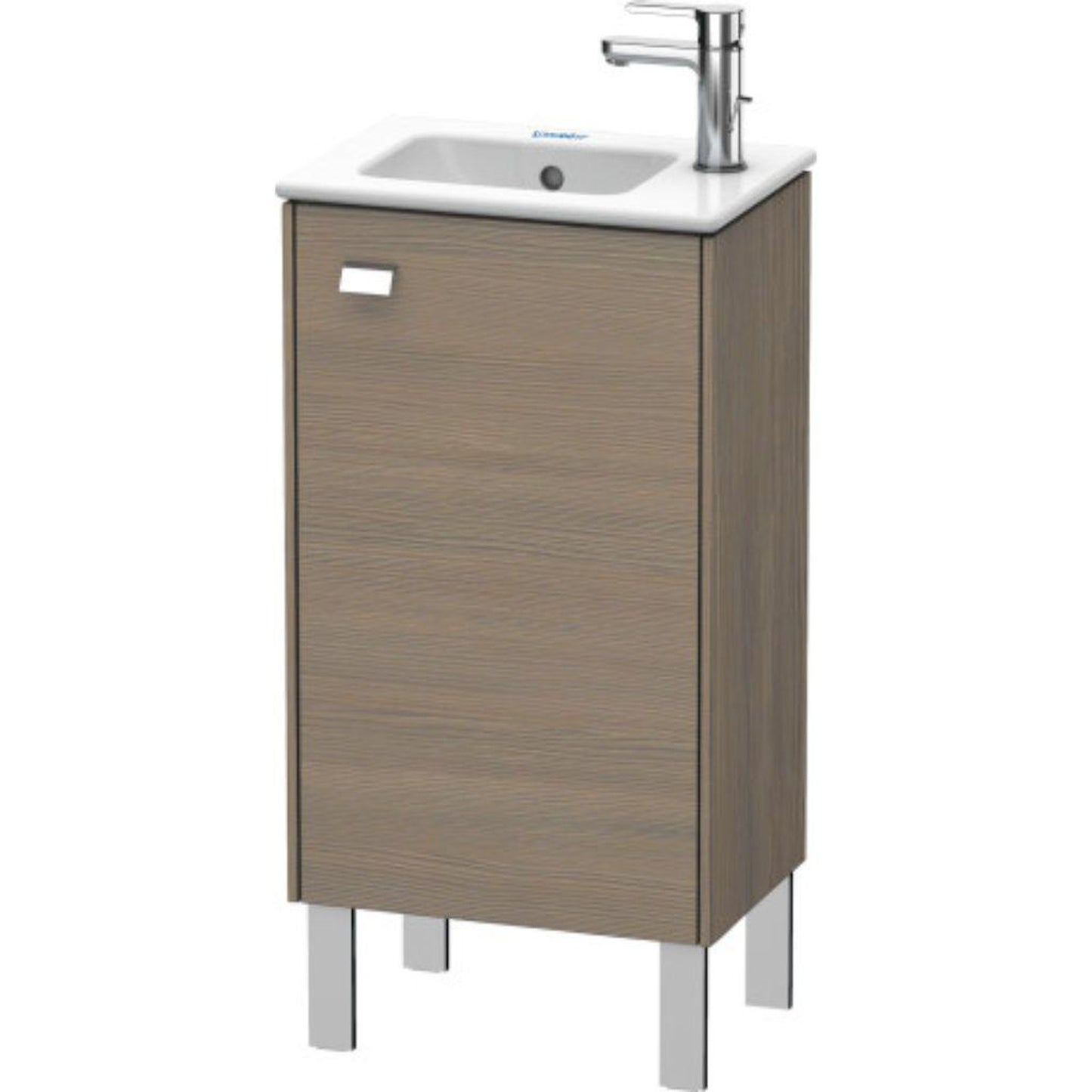 Duravit Brioso 17" x 27" x 11" Floor Standing Vanity Unit With Right Hinge One Door Cabinet in Oak Terra and Chrome Handle