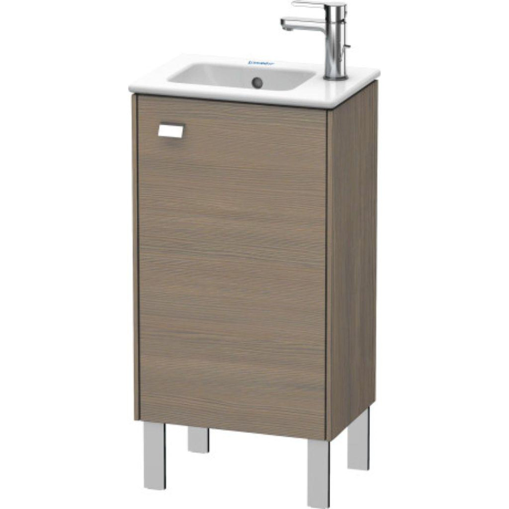 Duravit Brioso 17" x 27" x 11" Floor Standing Vanity Unit With Right Hinge One Door Cabinet in Oak Terra and Chrome Handle
