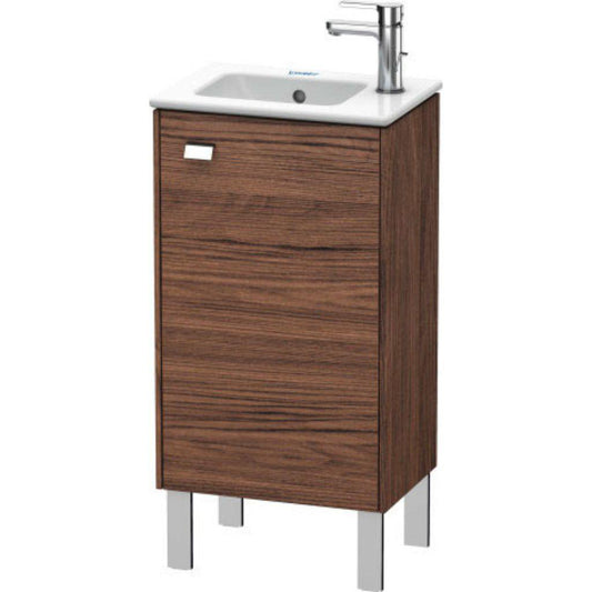 Duravit Brioso 17" x 27" x 11" Floor Standing Vanity Unit With Right Hinge One Door Cabinet in Walnut Dark and Chrome Handle