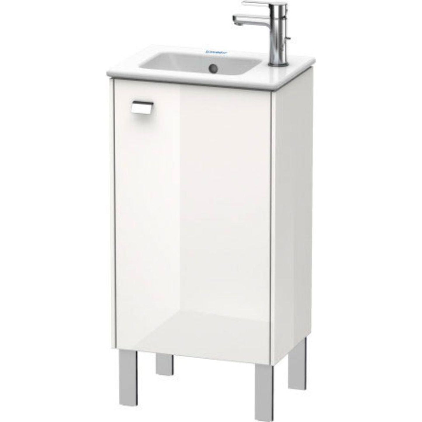 Duravit Brioso 17" x 27" x 11" Floor Standing Vanity Unit With Right Hinge One Door Cabinet in White High Gloss and Chrome Handle