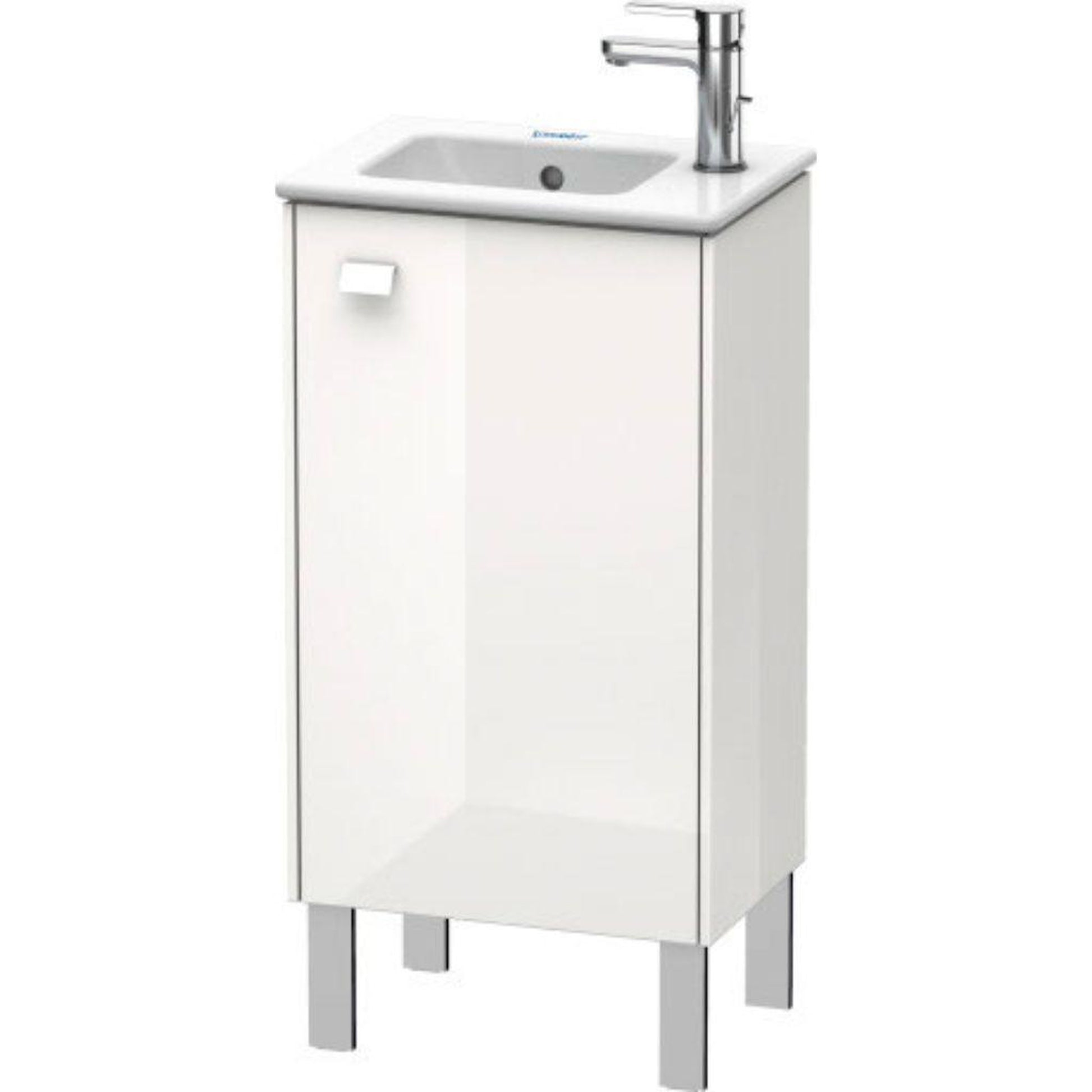 Duravit Brioso 17" x 27" x 11" Floor Standing Vanity Unit With Right Hinge One Door Cabinet in White High Gloss