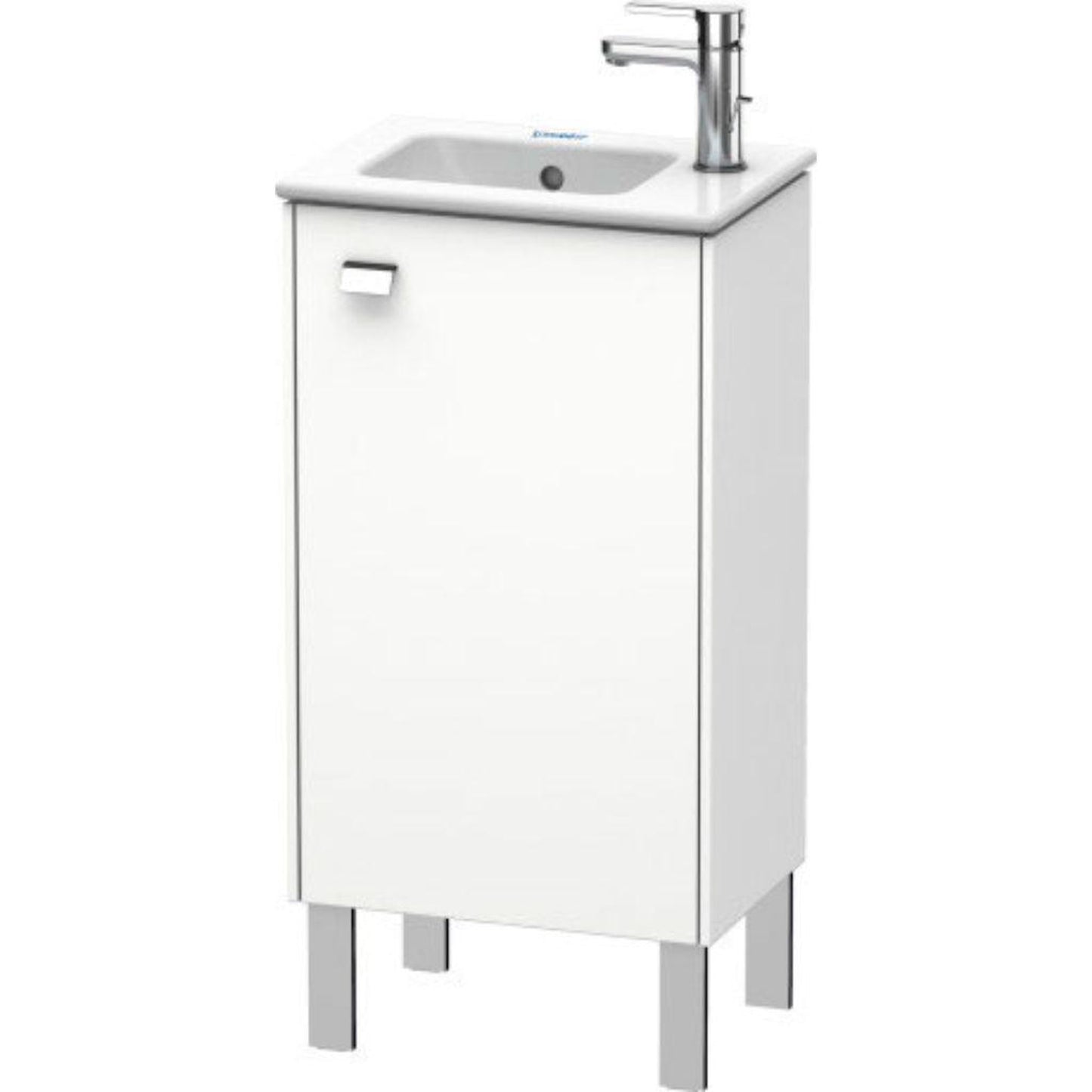 Duravit Brioso 17" x 27" x 11" Floor Standing Vanity Unit With Right Hinge One Door Cabinet in White Matt and Chrome Handle