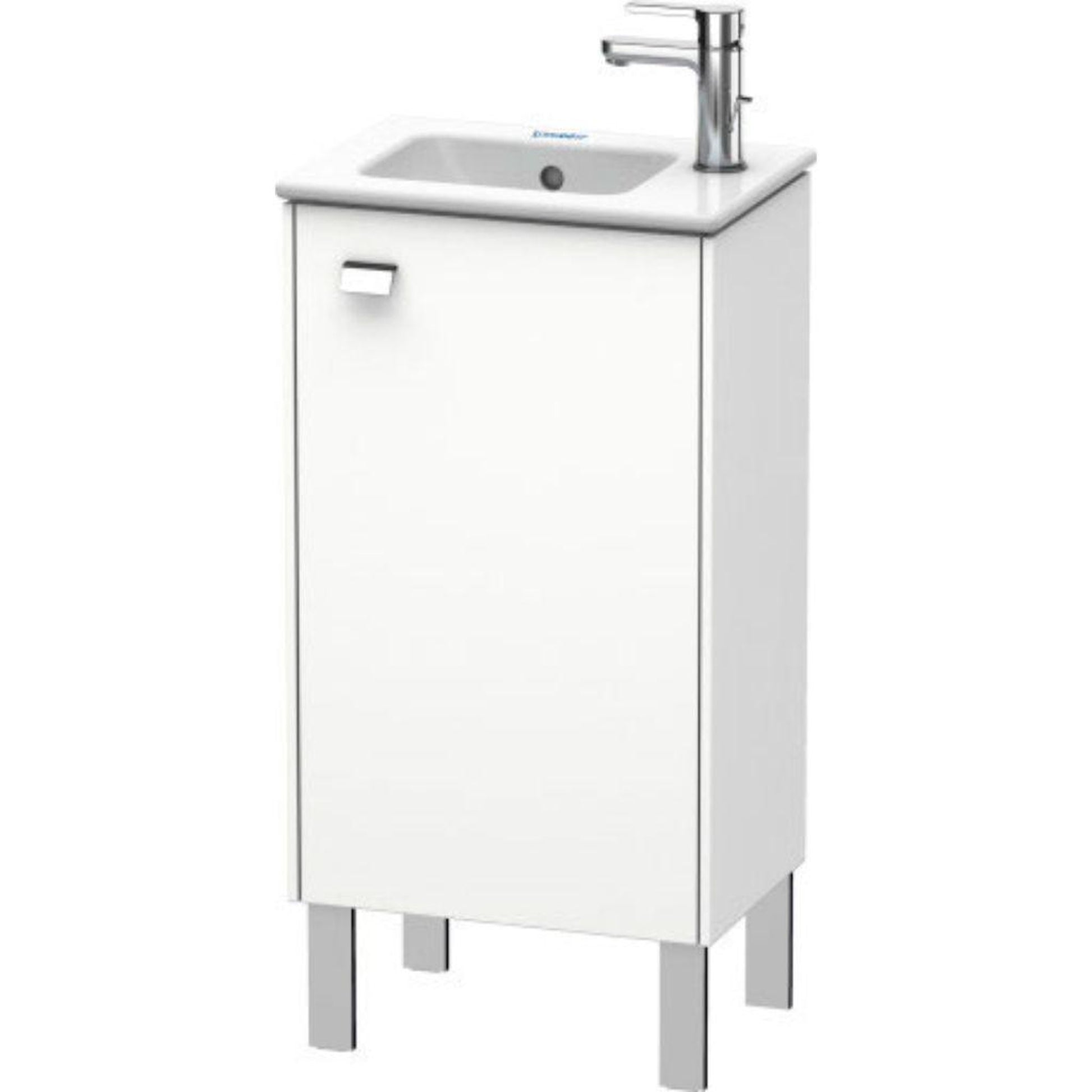 Duravit Brioso 17" x 27" x 11" Floor Standing Vanity Unit With Right Hinge One Door Cabinet in White Matt and Chrome Handle