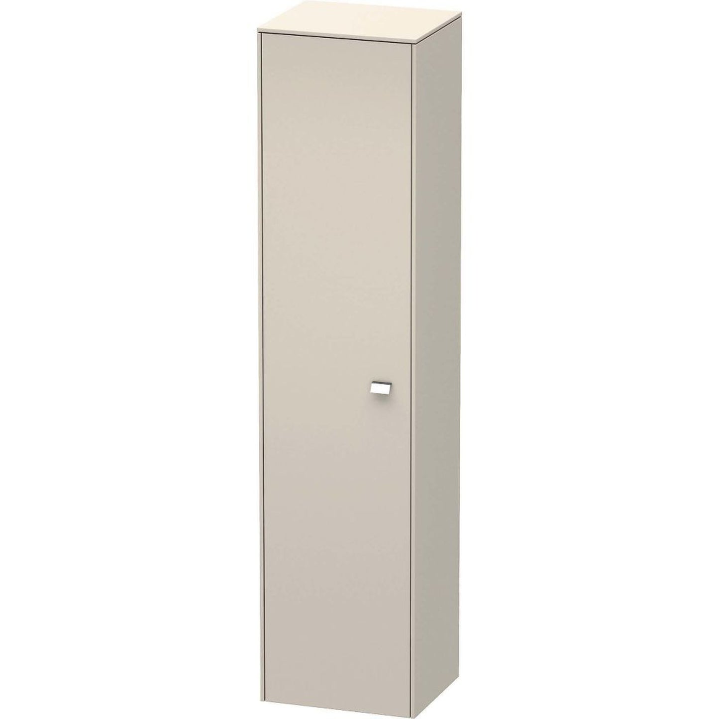 Duravit Brioso 17" x 70" x 14" Tall Cabinet With Left Door in Taupe and Chrome Handle