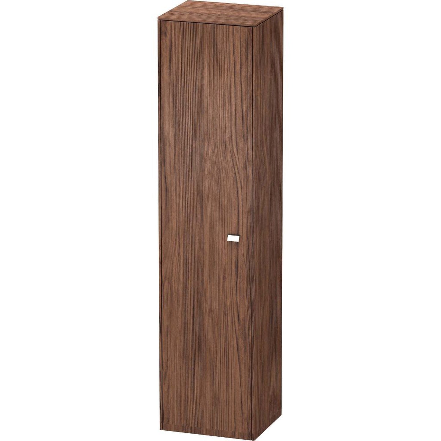 Duravit Brioso 17" x 70" x 14" Tall Cabinet With Left Door in Walnut Dark and Chrome Handle