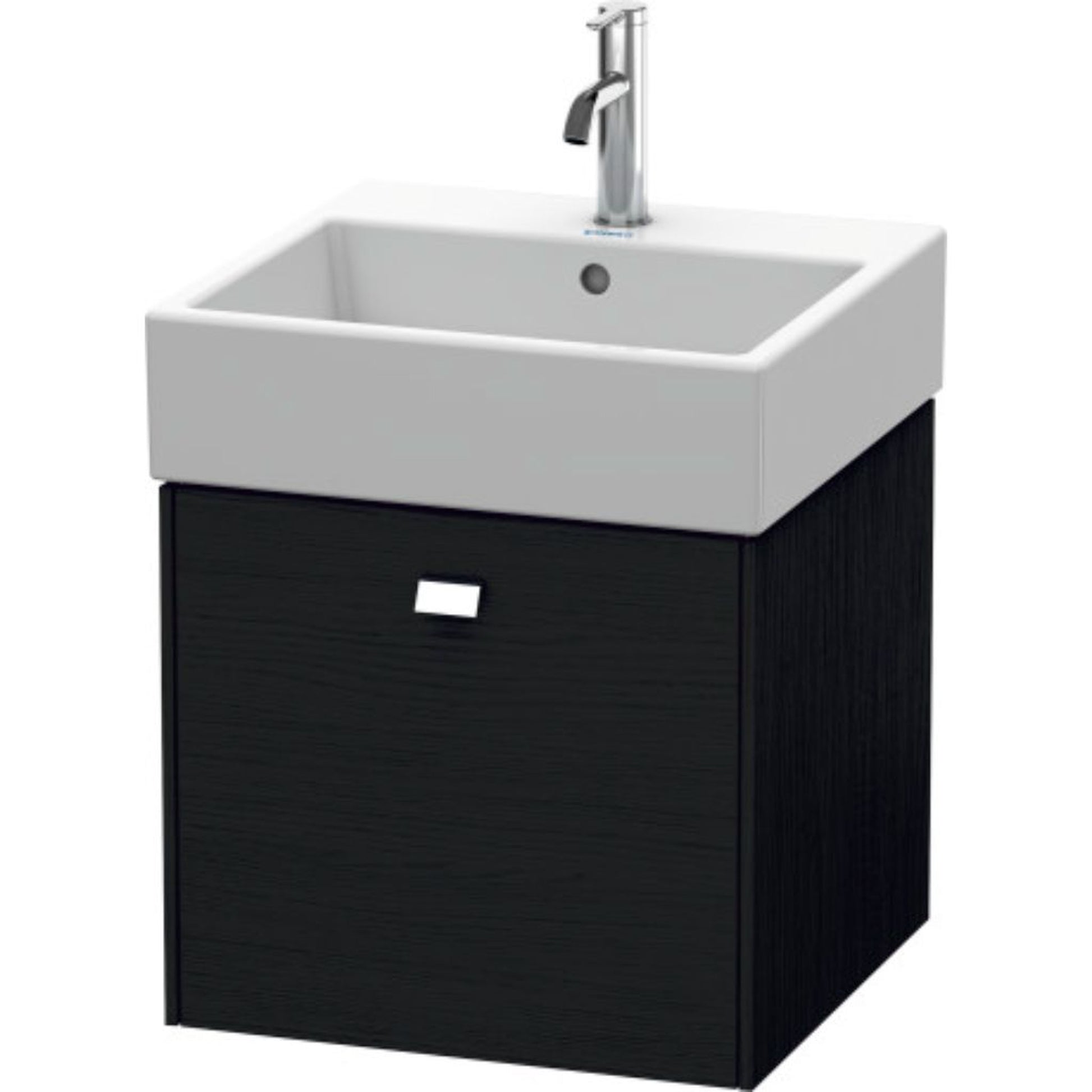Duravit Brioso 19" x 17" x 18" One Drawer Wall-Mount Vanity Unit in Black Oak and Chrome Handle