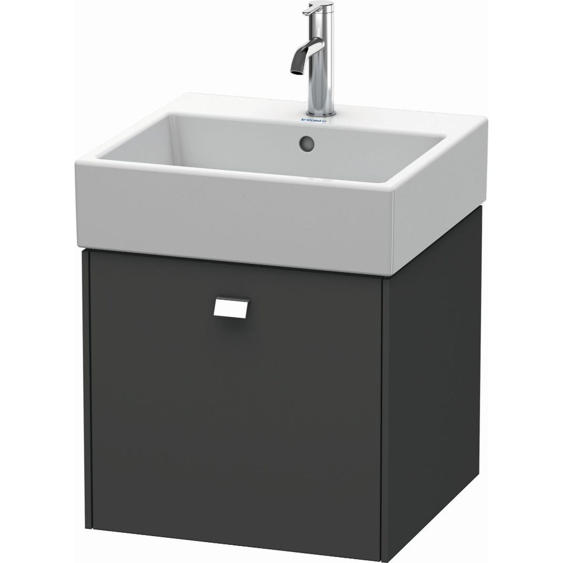Duravit Brioso 19" x 17" x 18" One Drawer Wall-Mount Vanity Unit in Graphite Matt and Chrome Handle