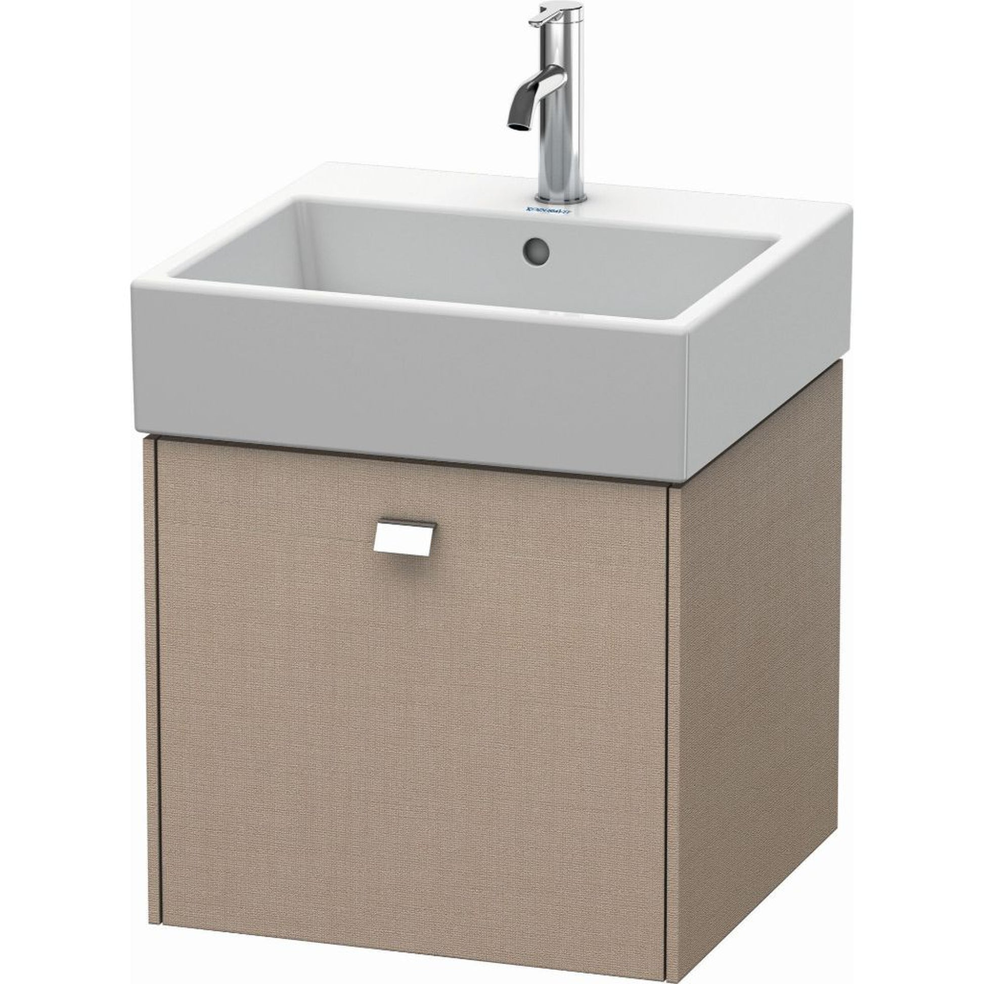 Duravit Brioso 19" x 17" x 18" One Drawer Wall-Mount Vanity Unit in Linen and Chrome Handle