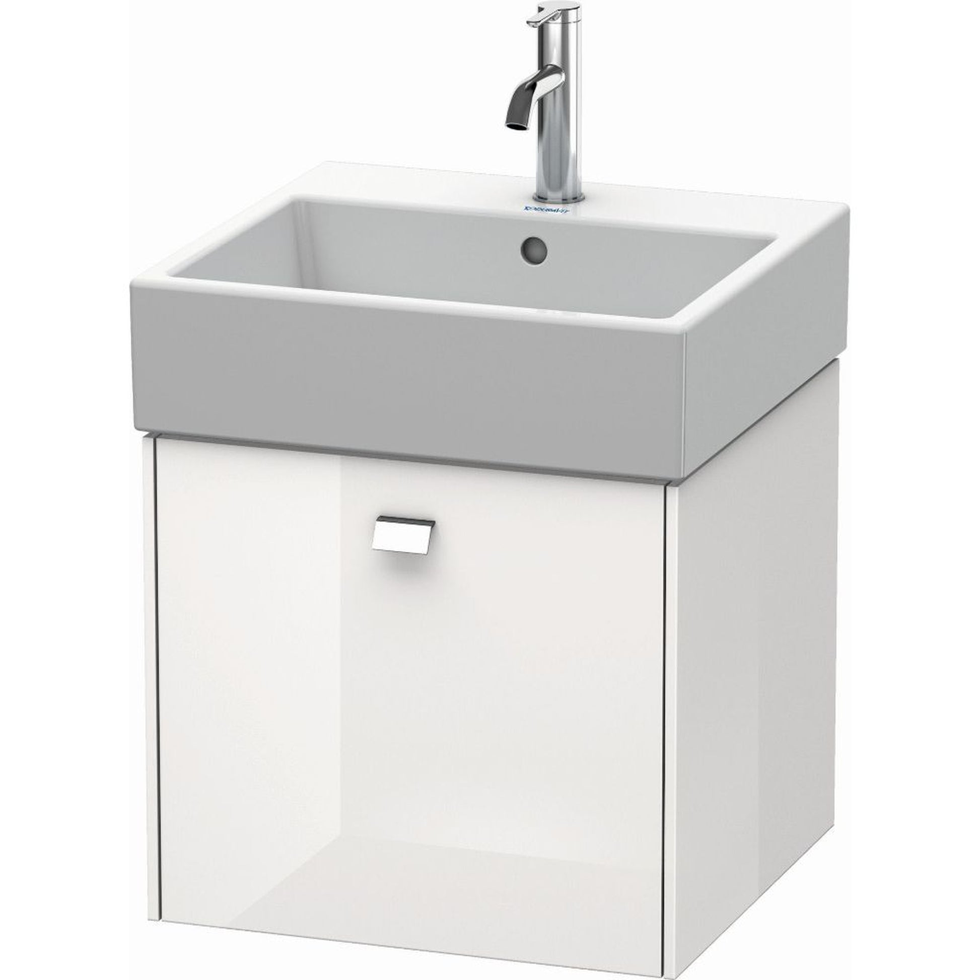 Duravit Brioso 19" x 17" x 18" One Drawer Wall-Mount Vanity Unit in White High Gloss and Chrome Handle