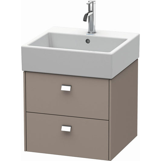 Duravit Brioso 19" x 17" x 18" Two Drawer Wall-Mount Vanity Unit in Basalt Matt and Chrome Handle