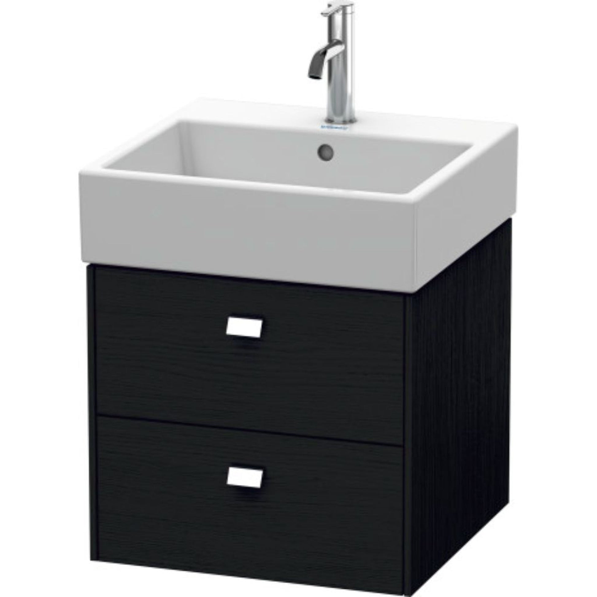 Duravit Brioso 19" x 17" x 18" Two Drawer Wall-Mount Vanity Unit in Black Oak and Chrome Handle