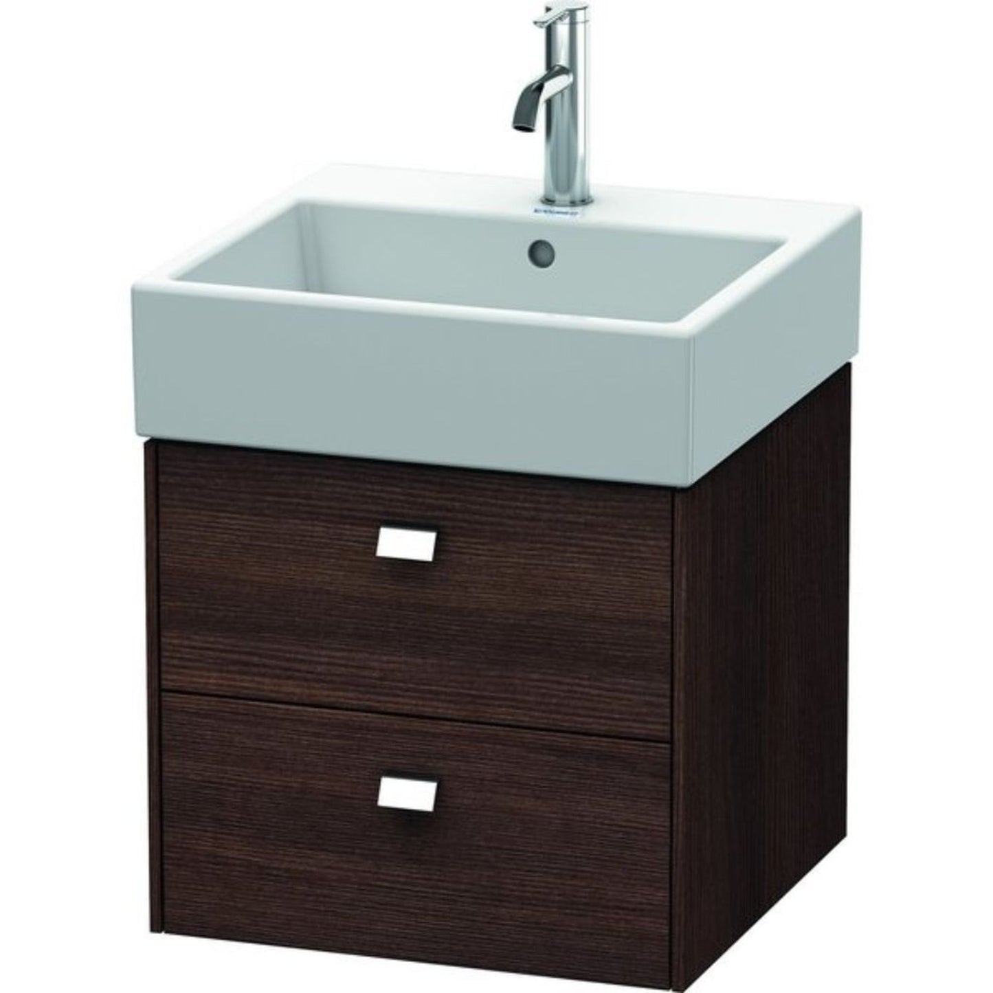 Duravit Brioso 19" x 17" x 18" Two Drawer Wall-Mount Vanity Unit in Chestnut Dark and Chrome Handle