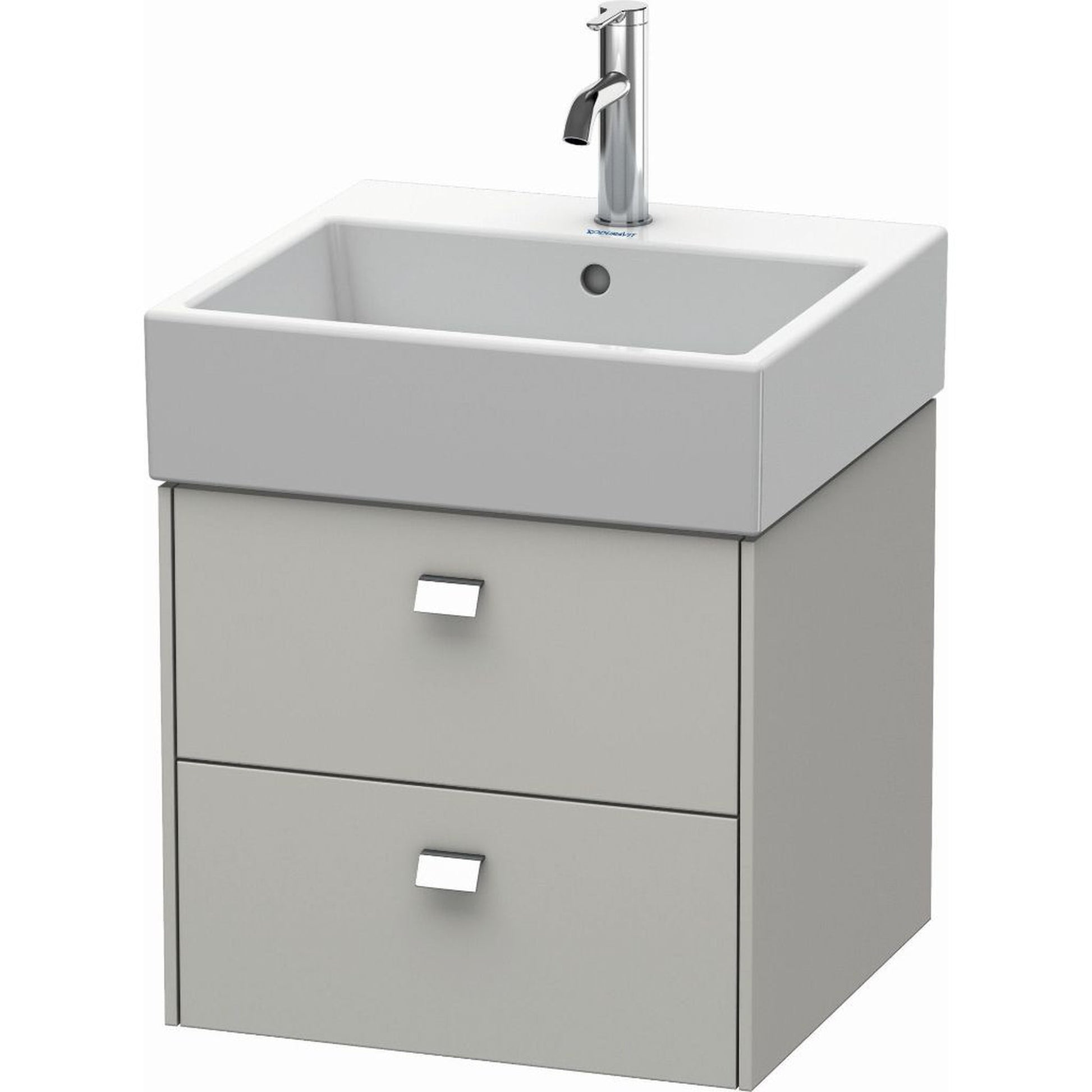 Duravit Brioso 19" x 17" x 18" Two Drawer Wall-Mount Vanity Unit in Concrete Grey Matt and Chrome Handle