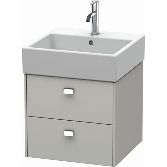 Duravit Brioso 19" x 17" x 18" Two Drawer Wall-Mount Vanity Unit in Concrete Grey Matt and Chrome Handle