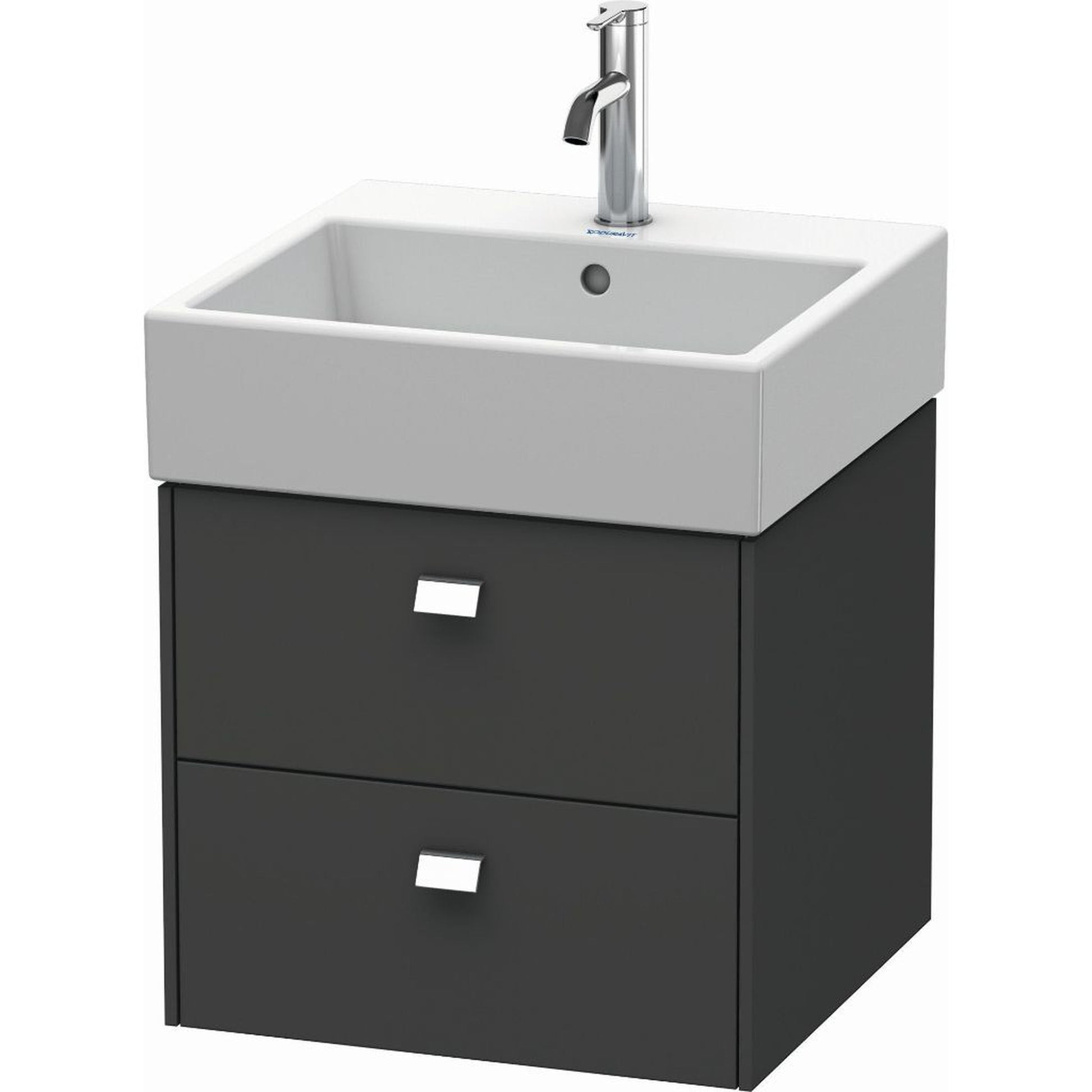 Duravit Brioso 19" x 17" x 18" Two Drawer Wall-Mount Vanity Unit in Graphite Matt and Chrome Handle