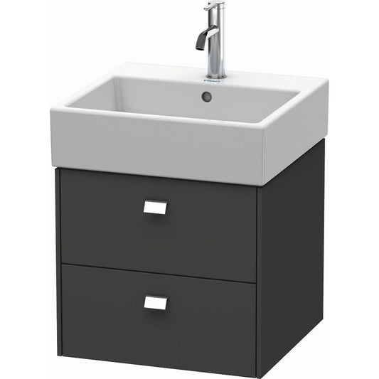 Duravit Brioso 19" x 17" x 18" Two Drawer Wall-Mount Vanity Unit in Graphite Matt and Chrome Handle