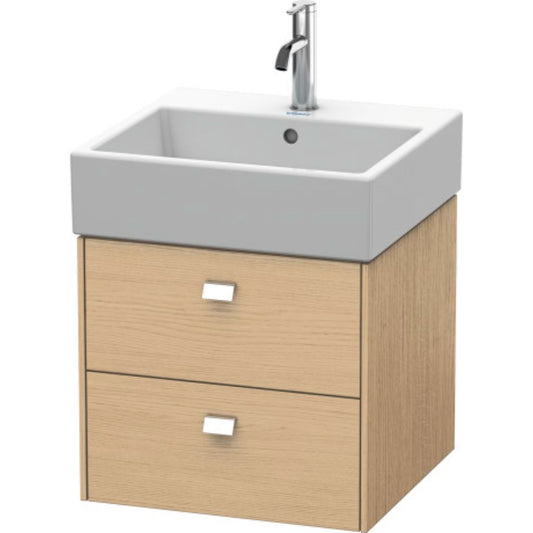 Duravit Brioso 19" x 17" x 18" Two Drawer Wall-Mount Vanity Unit in Natural Oak and Chrome Handle