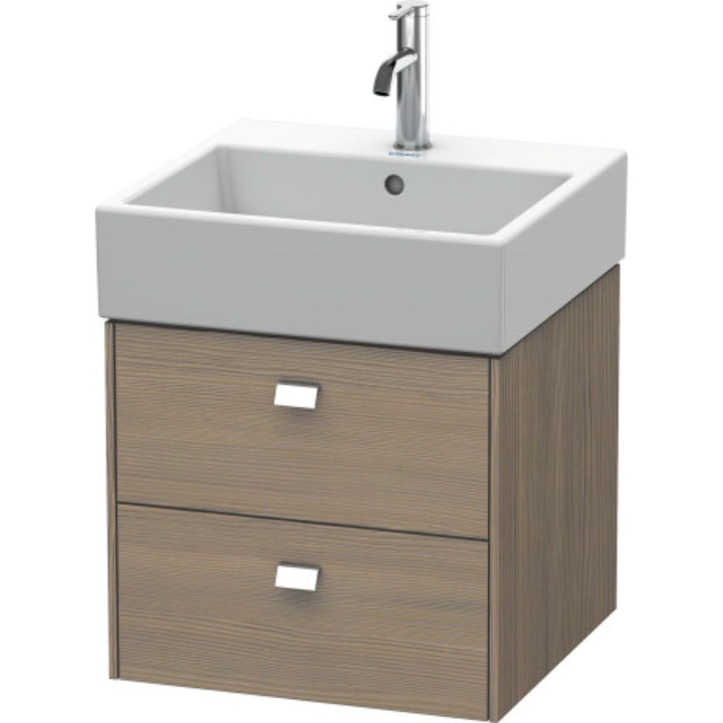 Duravit Brioso 19" x 17" x 18" Two Drawer Wall-Mount Vanity Unit in Oak Terra and Chrome Handle