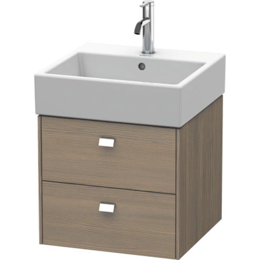 Duravit Brioso 19" x 17" x 18" Two Drawer Wall-Mount Vanity Unit in Oak Terra and Chrome Handle