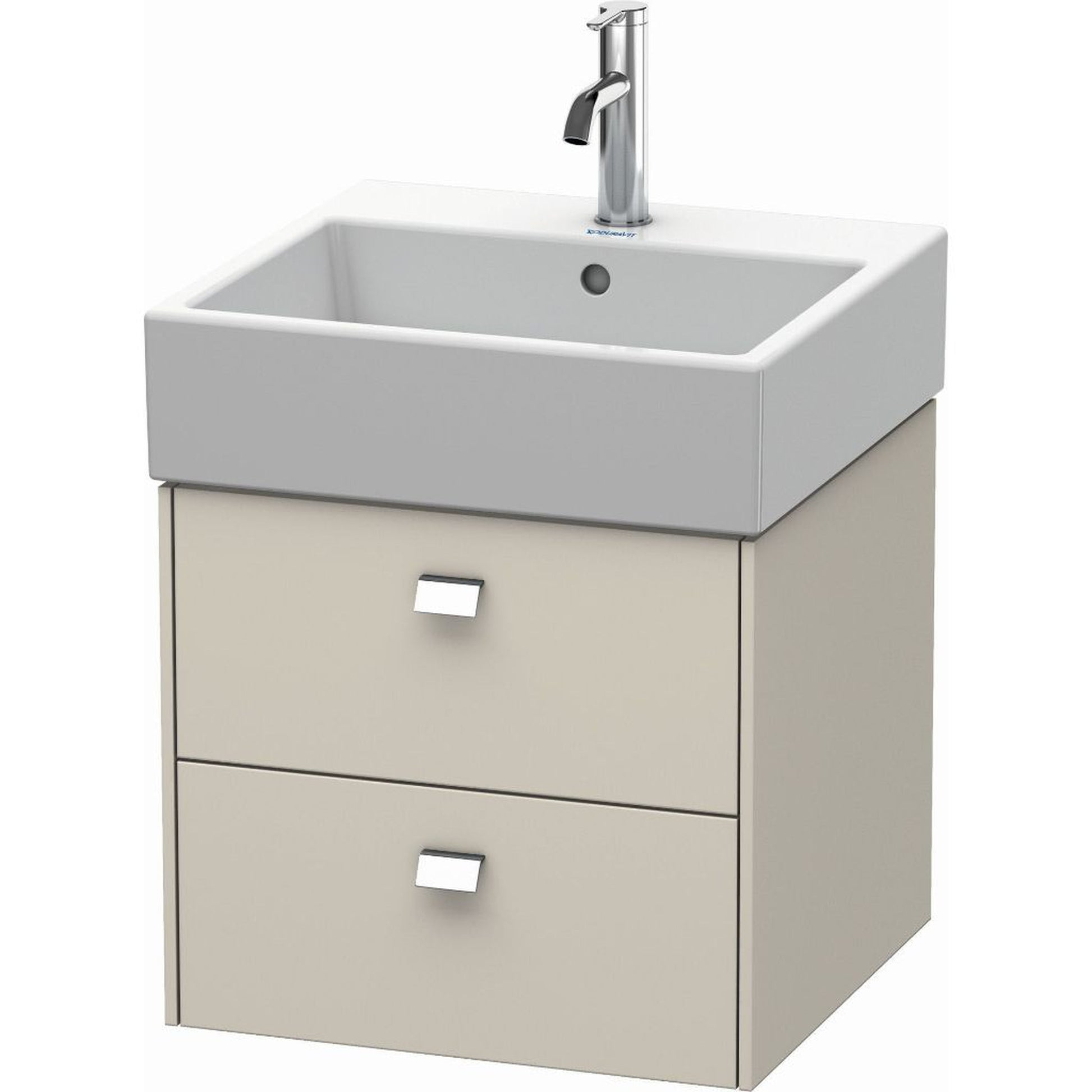 Duravit Brioso 19" x 17" x 18" Two Drawer Wall-Mount Vanity Unit in Taupe and Chrome Handle