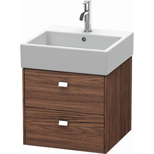 Duravit Brioso 19" x 17" x 18" Two Drawer Wall-Mount Vanity Unit in Walnut Dark and Chrome Handle