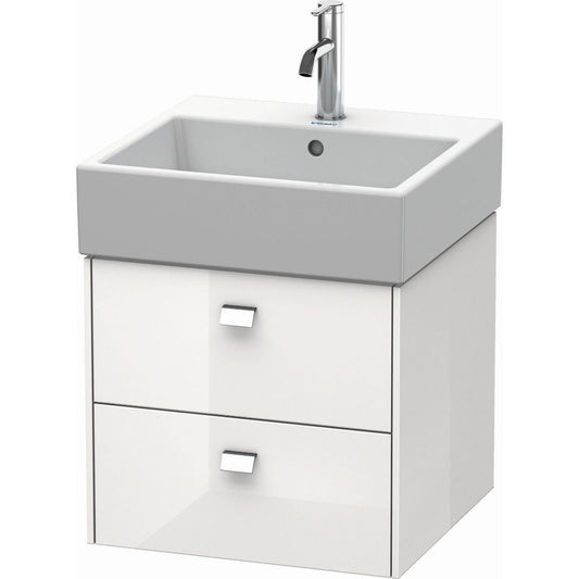 Duravit Brioso 19" x 17" x 18" Two Drawer Wall-Mount Vanity Unit in White High Gloss and Chrome Handle
