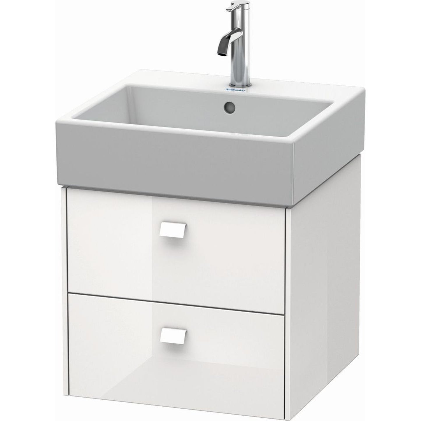 Duravit Brioso 19" x 17" x 18" Two Drawer Wall-Mount Vanity Unit in White High Gloss