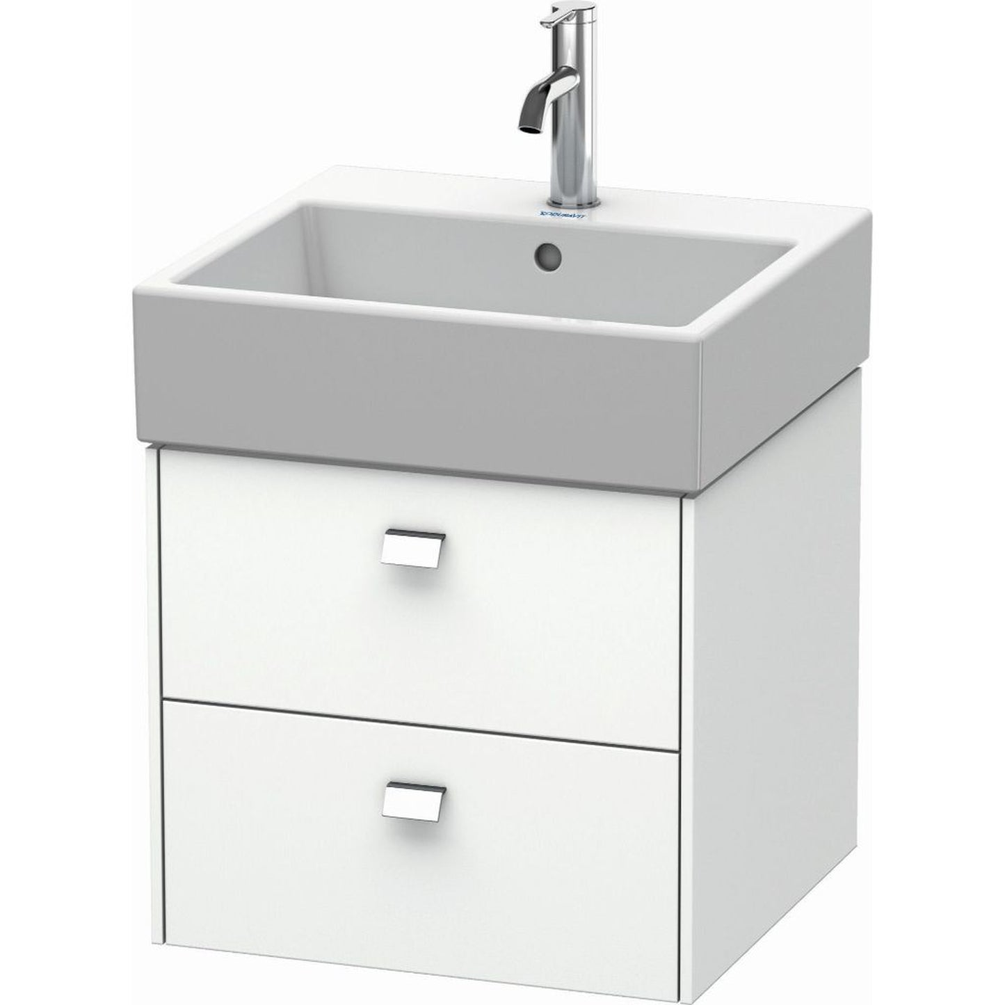 Duravit Brioso 19" x 17" x 18" Two Drawer Wall-Mount Vanity Unit in White Matt and Chrome Handle