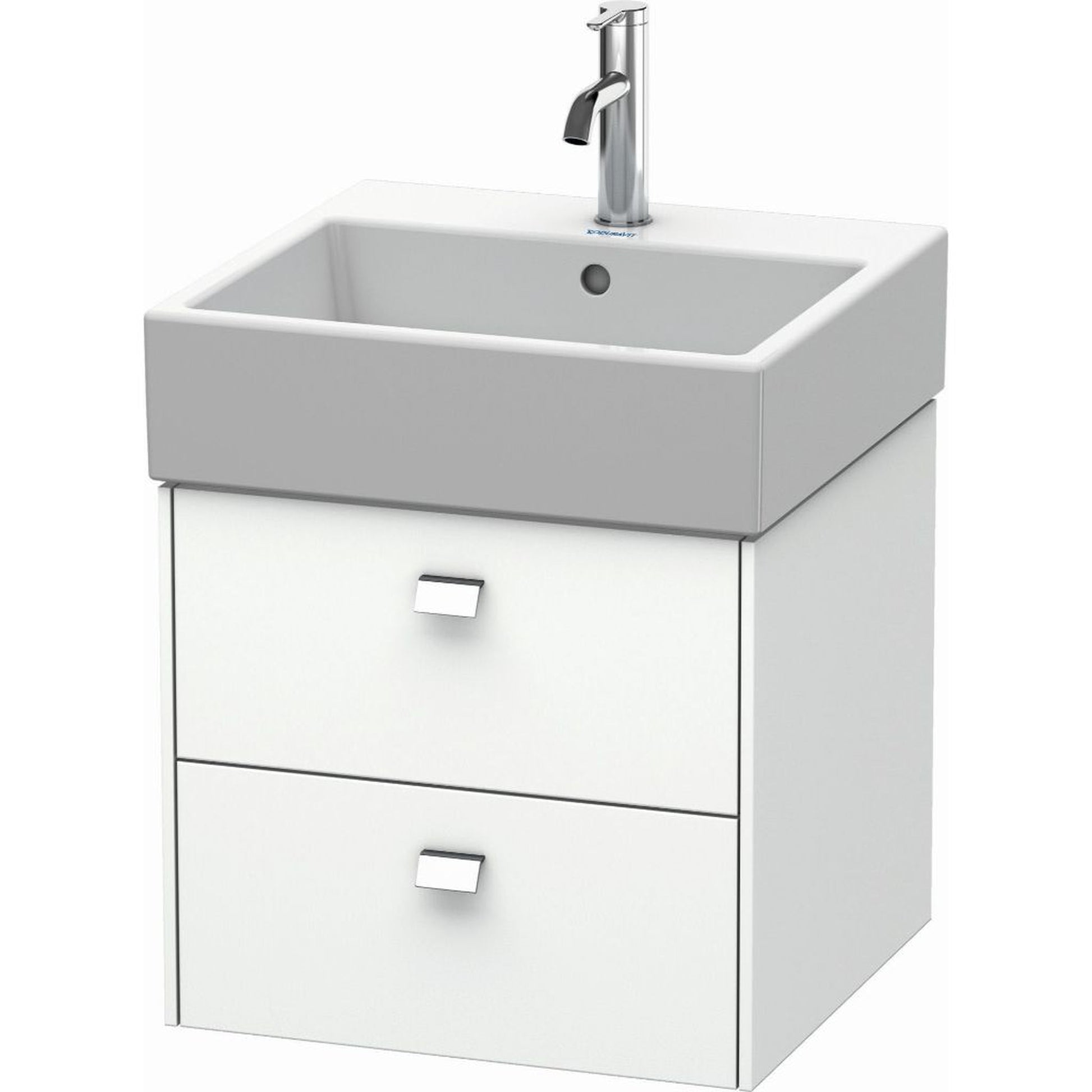 Duravit Brioso 19" x 17" x 18" Two Drawer Wall-Mount Vanity Unit in White Matt and Chrome Handle