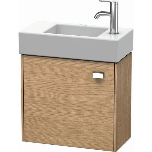 Duravit Brioso 19" x 17" x 9" Wall-Mount Vanity Unit With Left Hinge One Door Cabinet in European Oak and Chrome Handle
