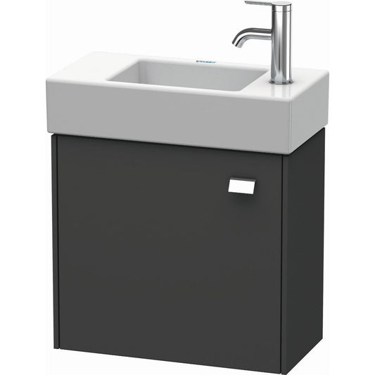 Duravit Brioso 19" x 17" x 9" Wall-Mount Vanity Unit With Left Hinge One Door Cabinet in Graphite Matt and Chrome Handle