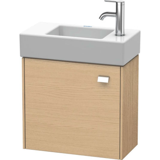 Duravit Brioso 19" x 17" x 9" Wall-Mount Vanity Unit With Left Hinge One Door Cabinet in Natural Oak and Chrome Handle